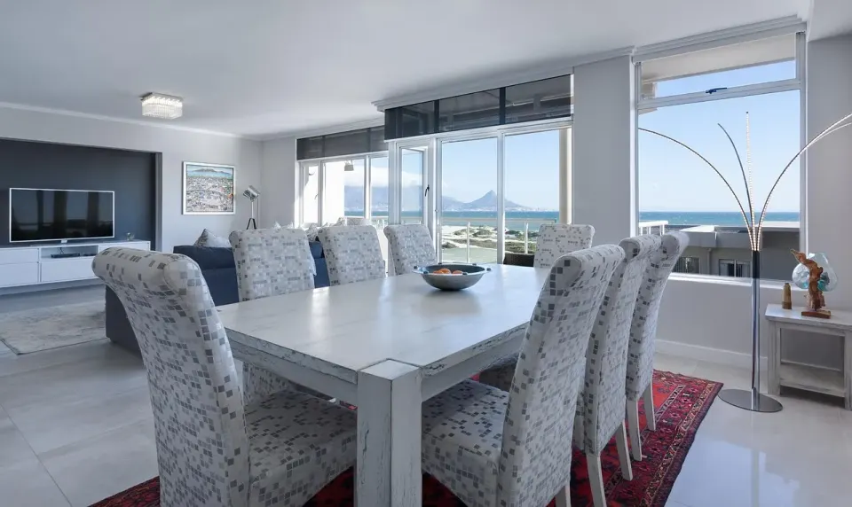 Bright modern apartment living and dining room