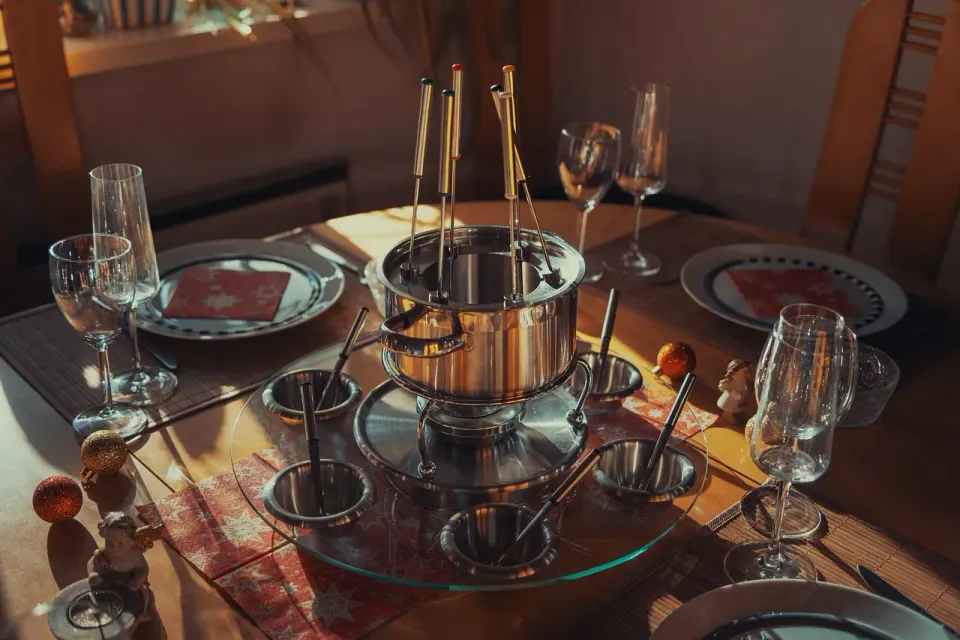 xmas, christmas, fondue, eating