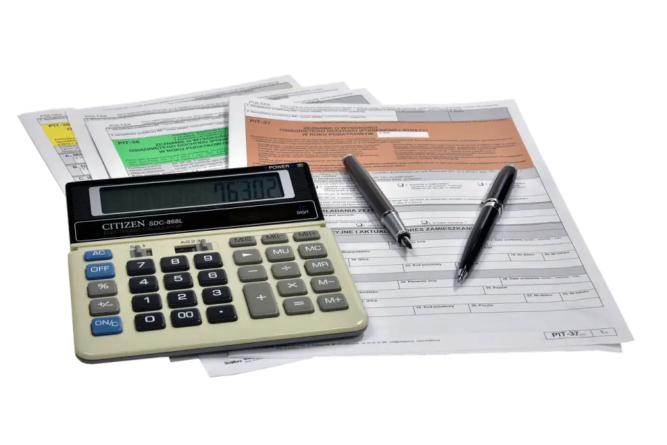 calculator, tax documents, pity, polish tax documents