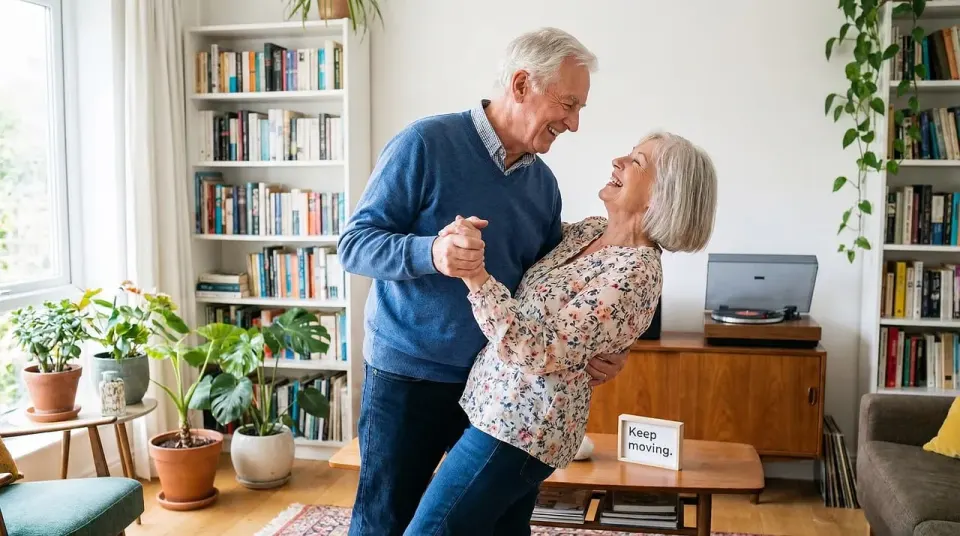 dancing, couple, home, joy