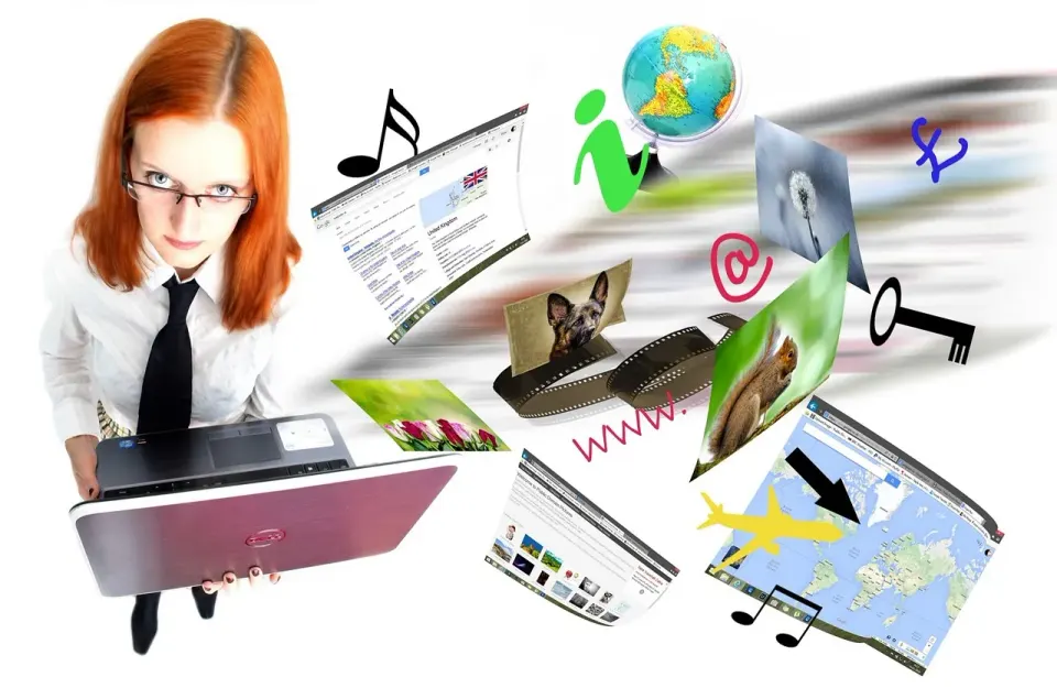 Laptop on a table showing an online search