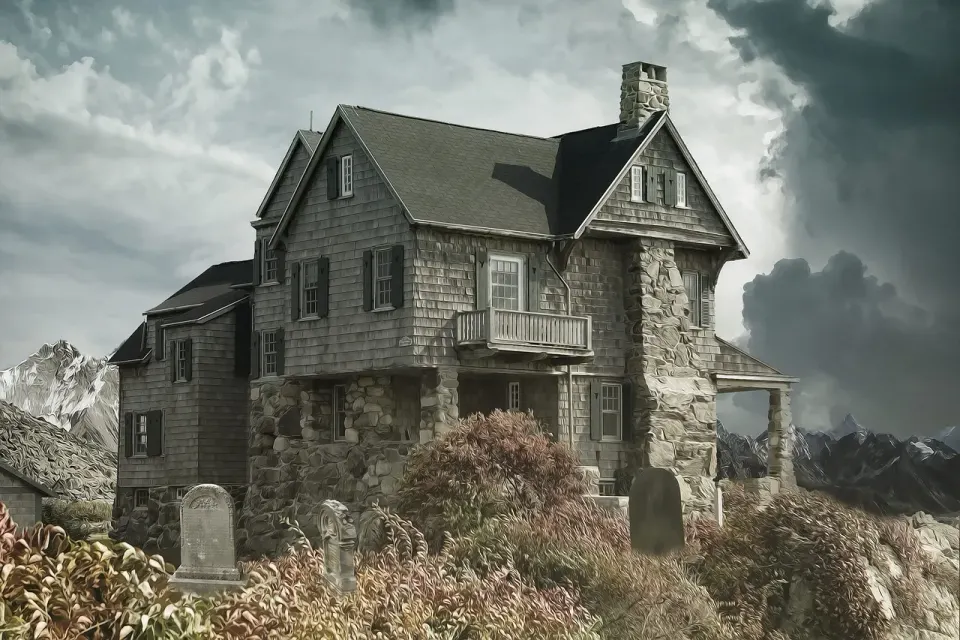 house, cemetery, haunted house, dark