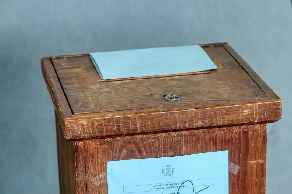 A ballot box used for voting in an election